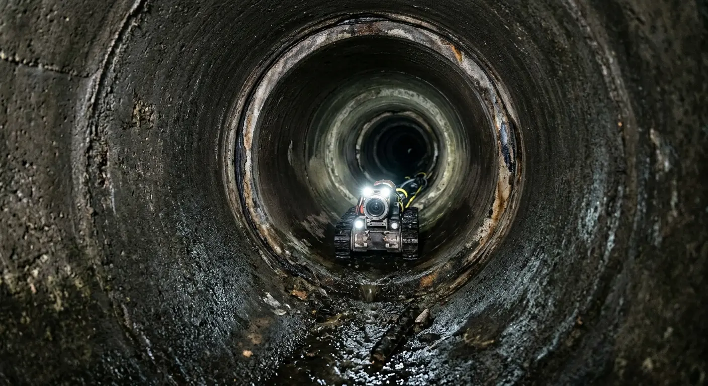 Robotic sewer camera inspecting pipe interior for Sewer Line Repair in Eureka